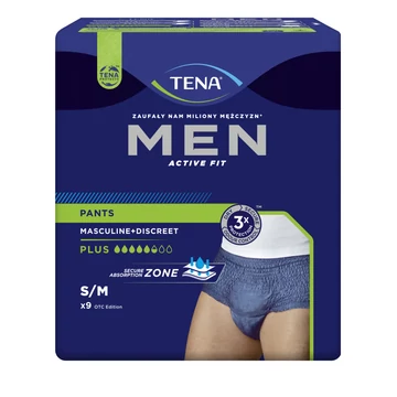 TENA Men Active Fit Pants Plus Pelenkanadrág, inkontinencia-fehérnemű  (S/M - 9 db / Csomag)